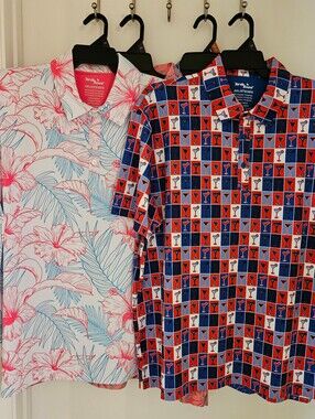 Birdie Bound Men's 2XL Golf Polo Shirt Lot Tropical Floral Multicolor Button